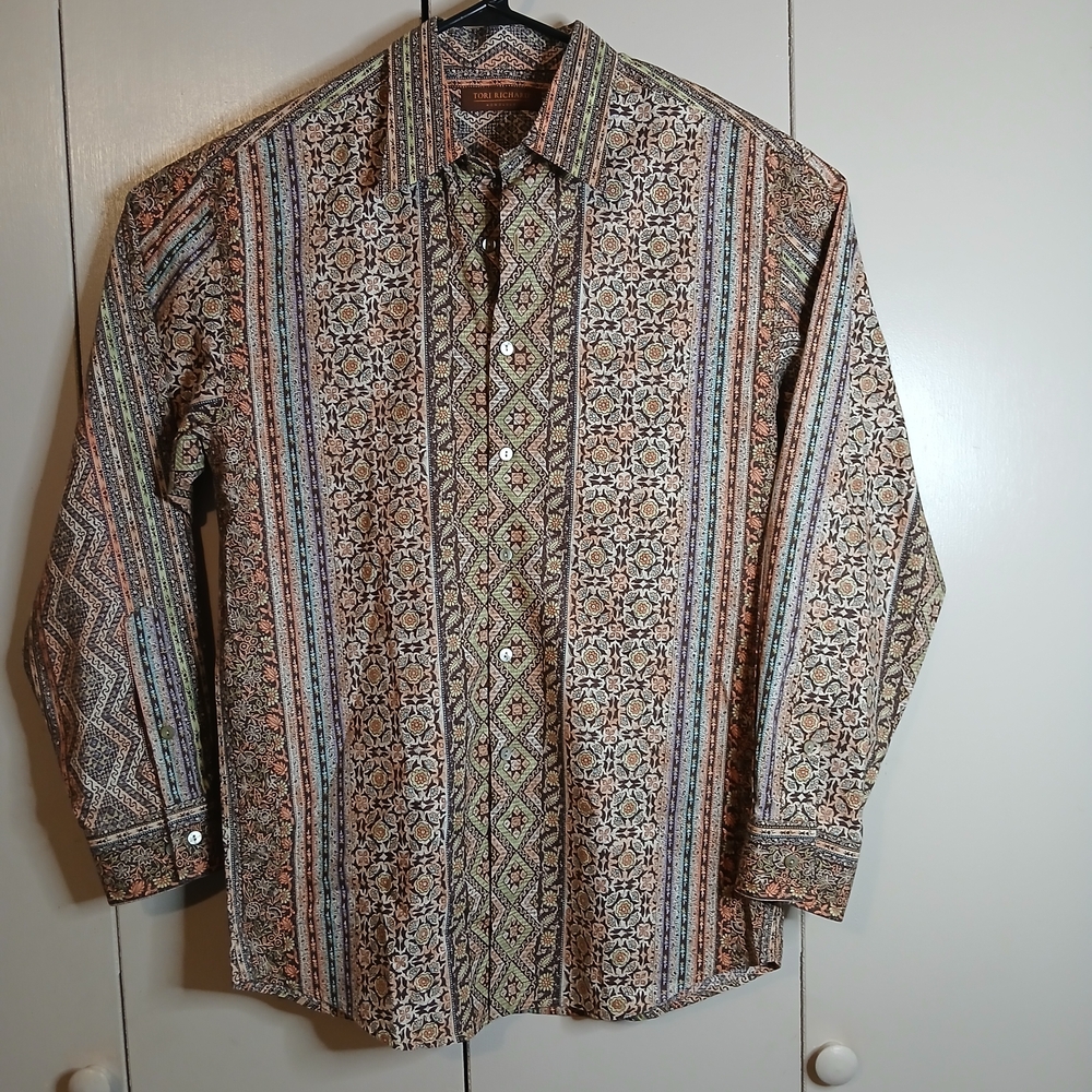 Tori Richard Multicolor Patterned Button Down Shi… - image 1